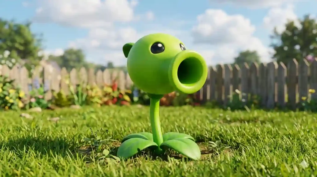 Classic Peashooter standing in a sunny garden